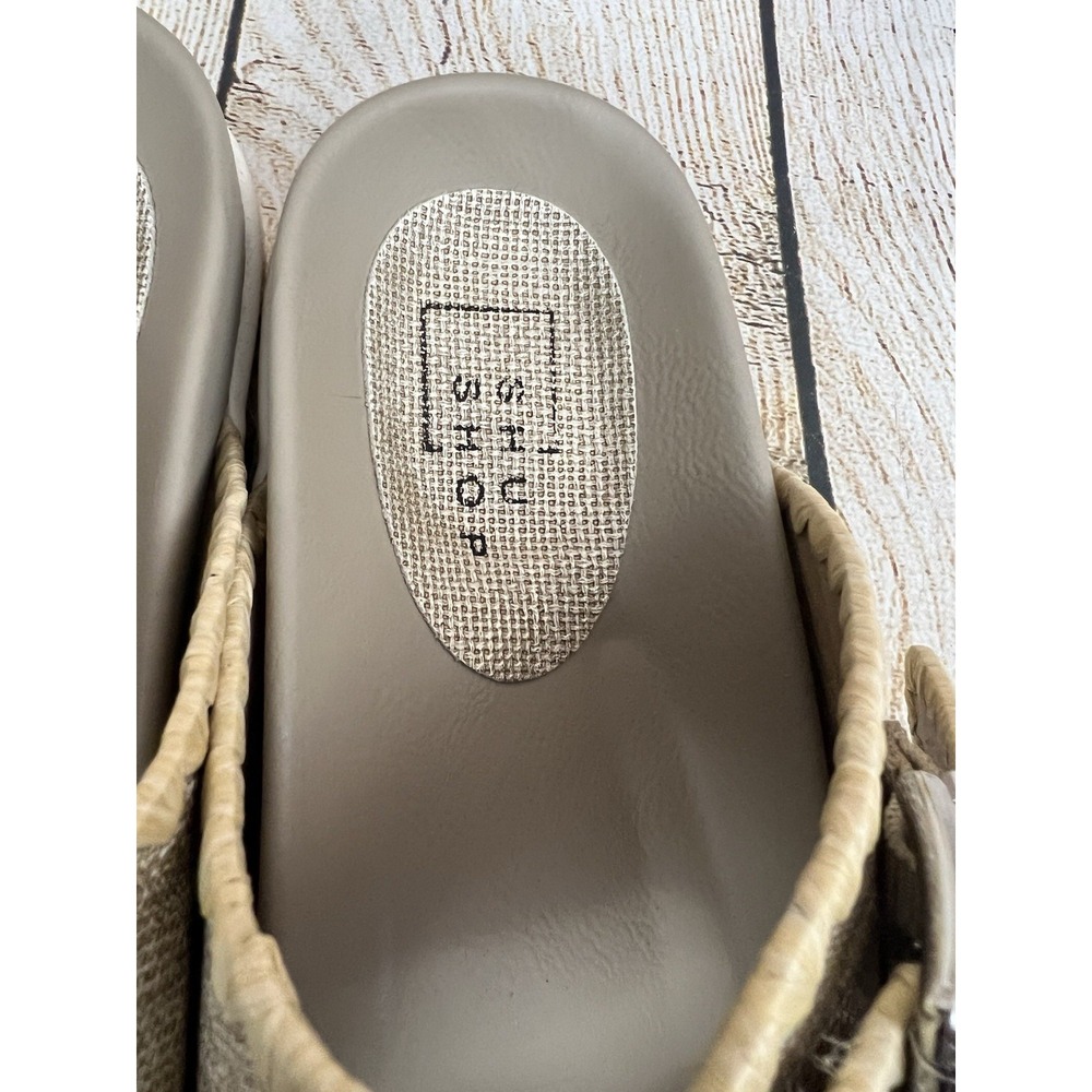 Shu Shop Slide Sandal Laura 8.5 Gold Woven Platform Open Toe Chunky Comfort Boho - Picture 6 of 8